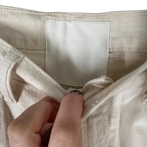 NWT Mother Superior Down Low Spinner Heel Natural Acts Cream Wide Leg Jean 26 - Picture 6 of 16
